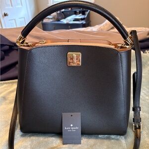 Kate Spade Black Shoulder Bag with Gold Accents